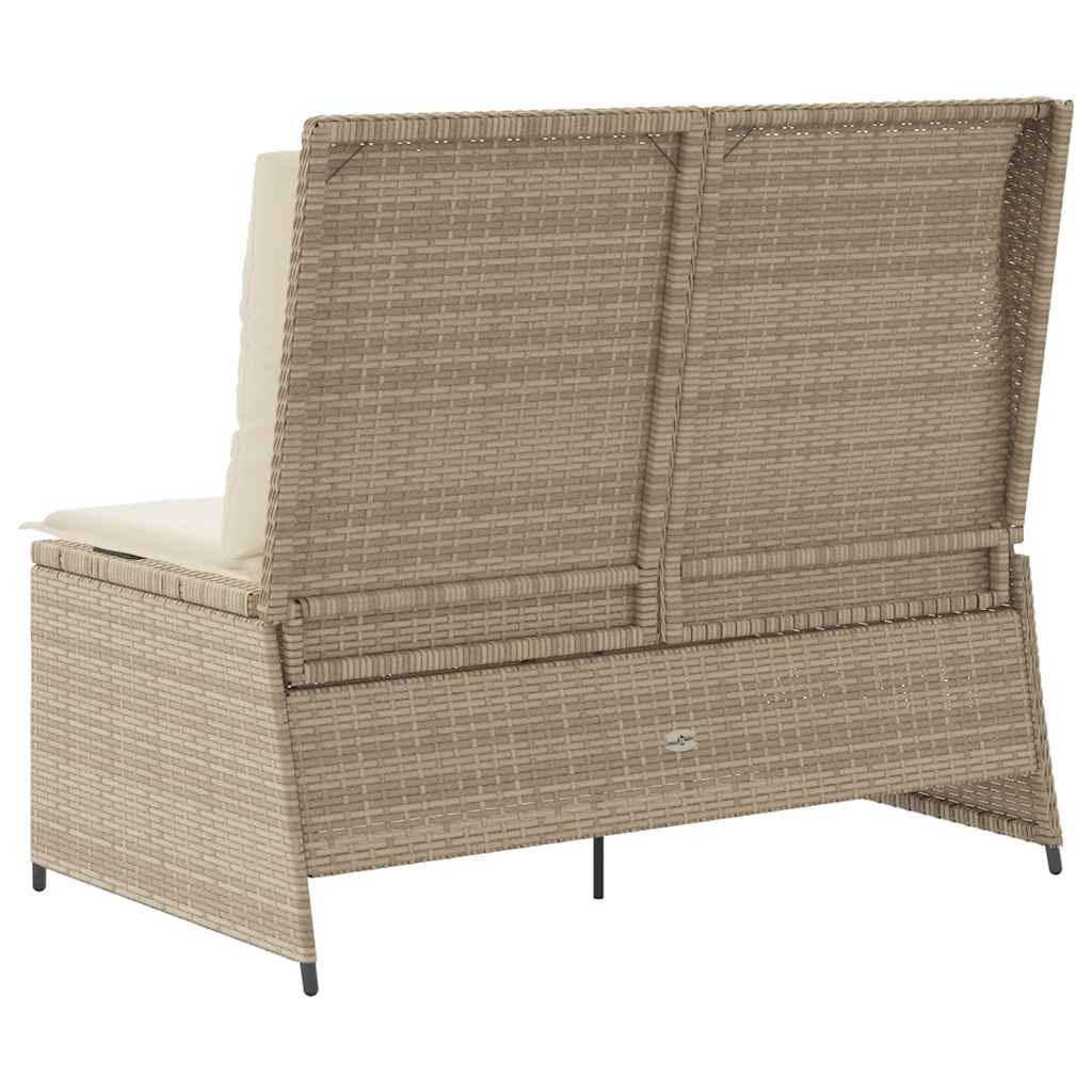 vidaXL Panca Reclinabile da Giardino con Cuscini Beige in Polyrattan