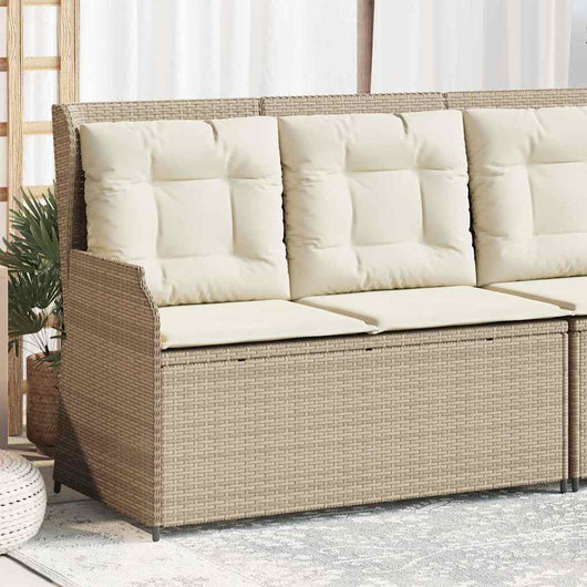 vidaXL Panca Reclinabile da Giardino con Cuscini Beige in Polyrattan
