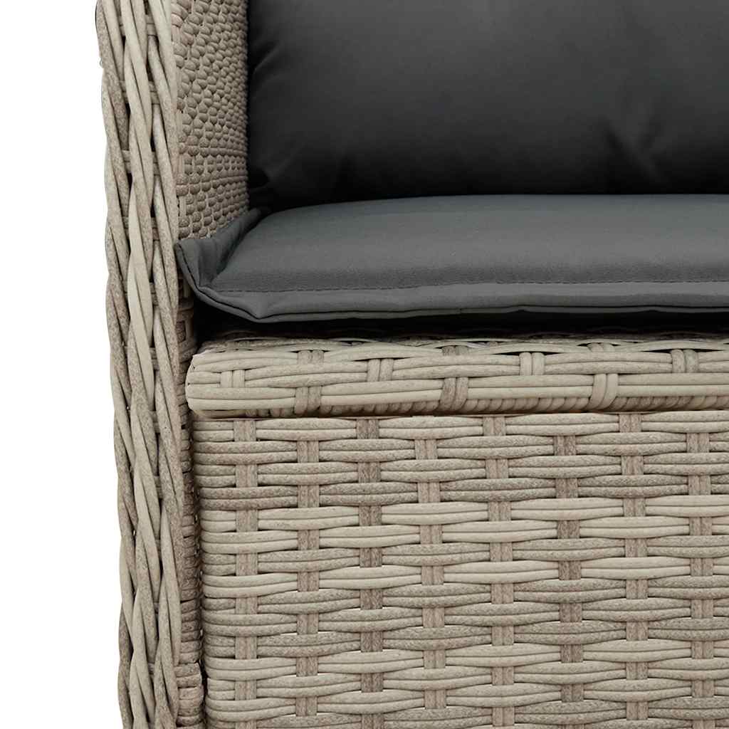 Panca Reclinabile Giardino con Cuscini Grigio Chiaro Polyrattan 368951
