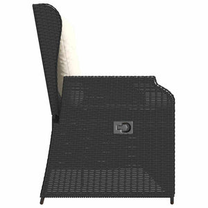 Panca Reclinabile da Giardino con Cuscini Nera in Polyrattan 368955