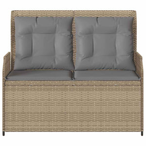 Panca Reclinabile da Giardino con Cuscini Beige in Polyrattan 368958