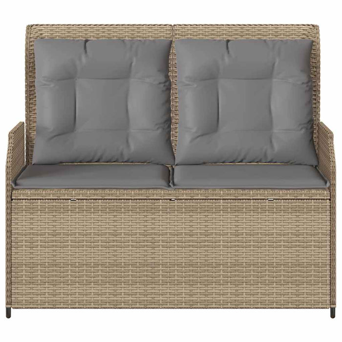 Panca Reclinabile da Giardino con Cuscini Beige in Polyrattan 368958