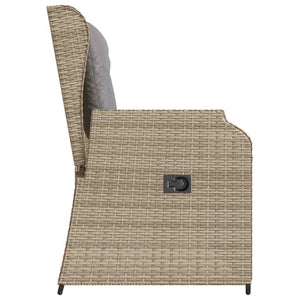 Panca Reclinabile da Giardino con Cuscini Beige in Polyrattan 368958