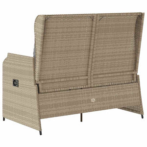 Panca Reclinabile da Giardino con Cuscini Beige in Polyrattan 368958