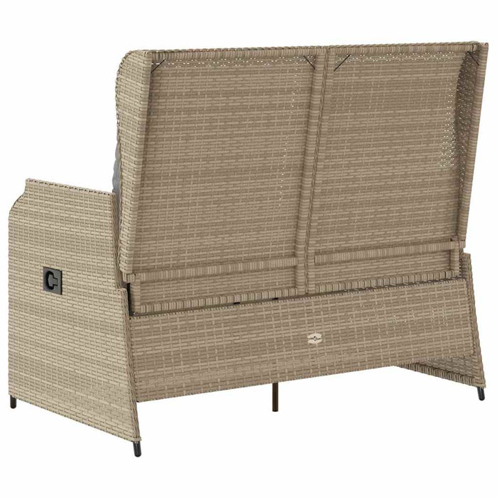 Panca Reclinabile da Giardino con Cuscini Beige in Polyrattan 368958