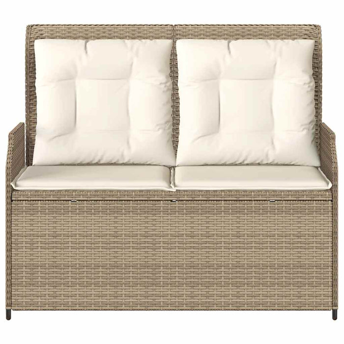Panca Reclinabile da Giardino con Cuscini Beige in Polyrattan 368959