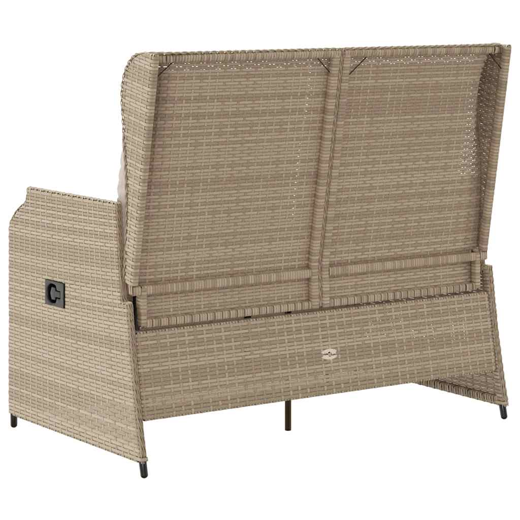 Panca Reclinabile da Giardino con Cuscini Beige in Polyrattan 368959