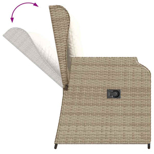 vidaXL Panca Reclinabile da Giardino con Cuscini Beige in Polyrattan