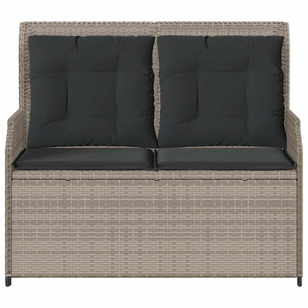 Panca Reclinabile Giardino con Cuscini Grigio Chiaro Polyrattan 368960