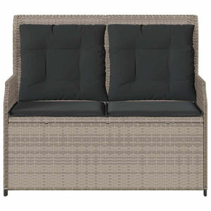Panca Reclinabile Giardino con Cuscini Grigio Chiaro Polyrattan 368960
