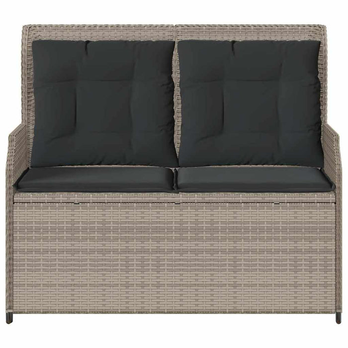 Panca Reclinabile Giardino con Cuscini Grigio Chiaro Polyrattan 368960