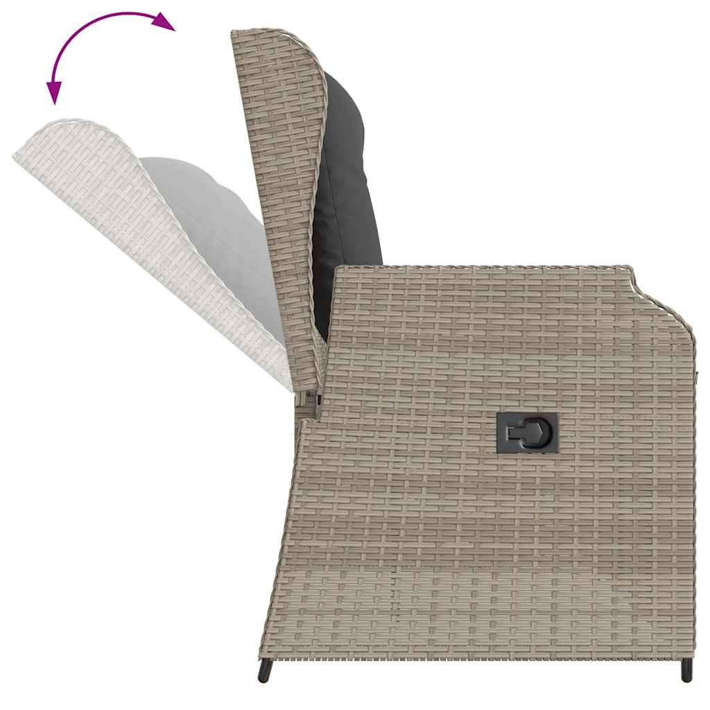 Panca Reclinabile Giardino con Cuscini Grigio Chiaro Polyrattan 368960