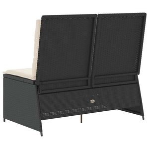 vidaXL Panca Reclinabile da Giardino con Cuscini Nera in Polyrattan