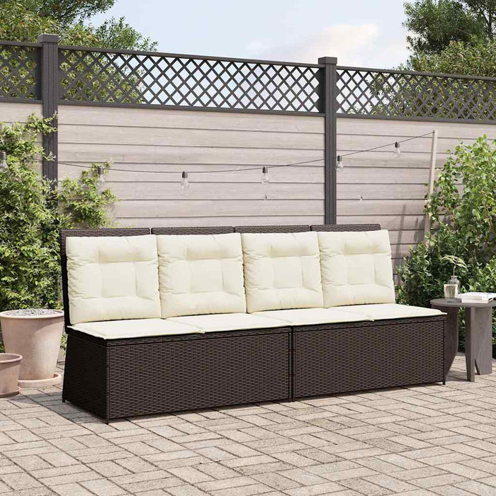 Panca Reclinabile da Giardino con Cuscini Marrone in Polyrattan 368965