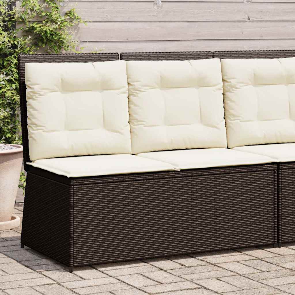vidaXL Panca Reclinabile da Giardino con Cuscini Marrone in Polyrattan