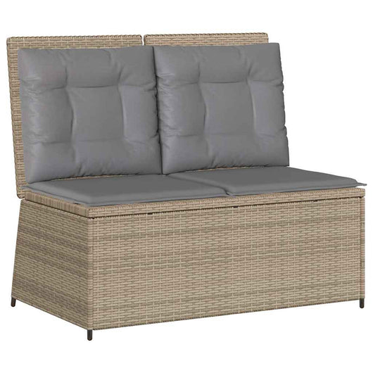 Panca Reclinabile da Giardino con Cuscini Beige in Polyrattan 368967
