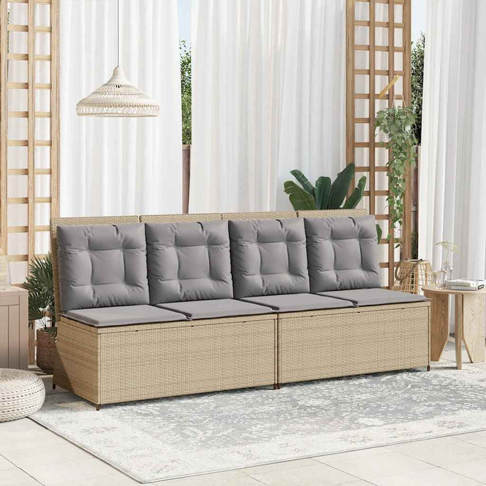 vidaXL Panca Reclinabile da Giardino con Cuscini Beige in Polyrattan
