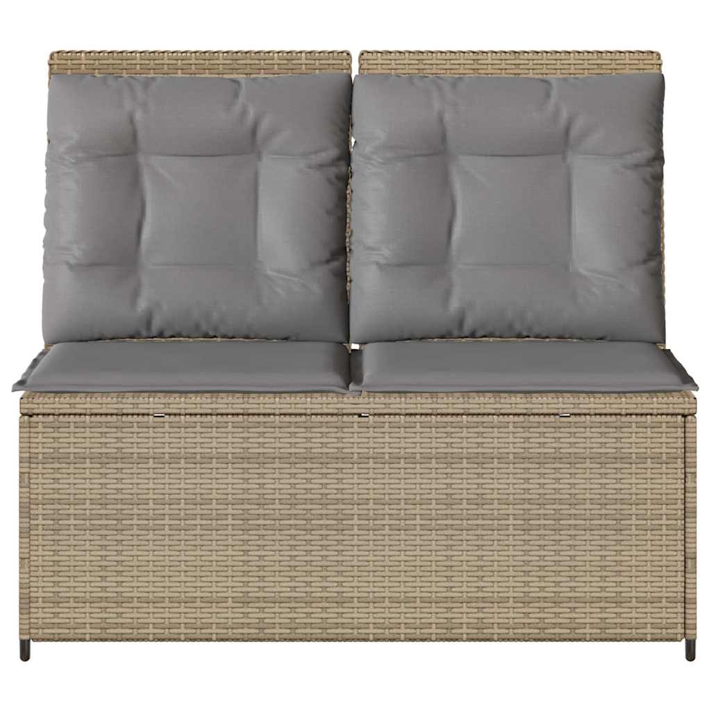 Panca Reclinabile da Giardino con Cuscini Beige in Polyrattan 368967