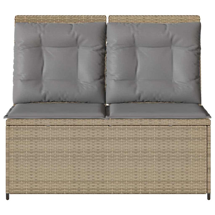 Panca Reclinabile da Giardino con Cuscini Beige in Polyrattan 368967