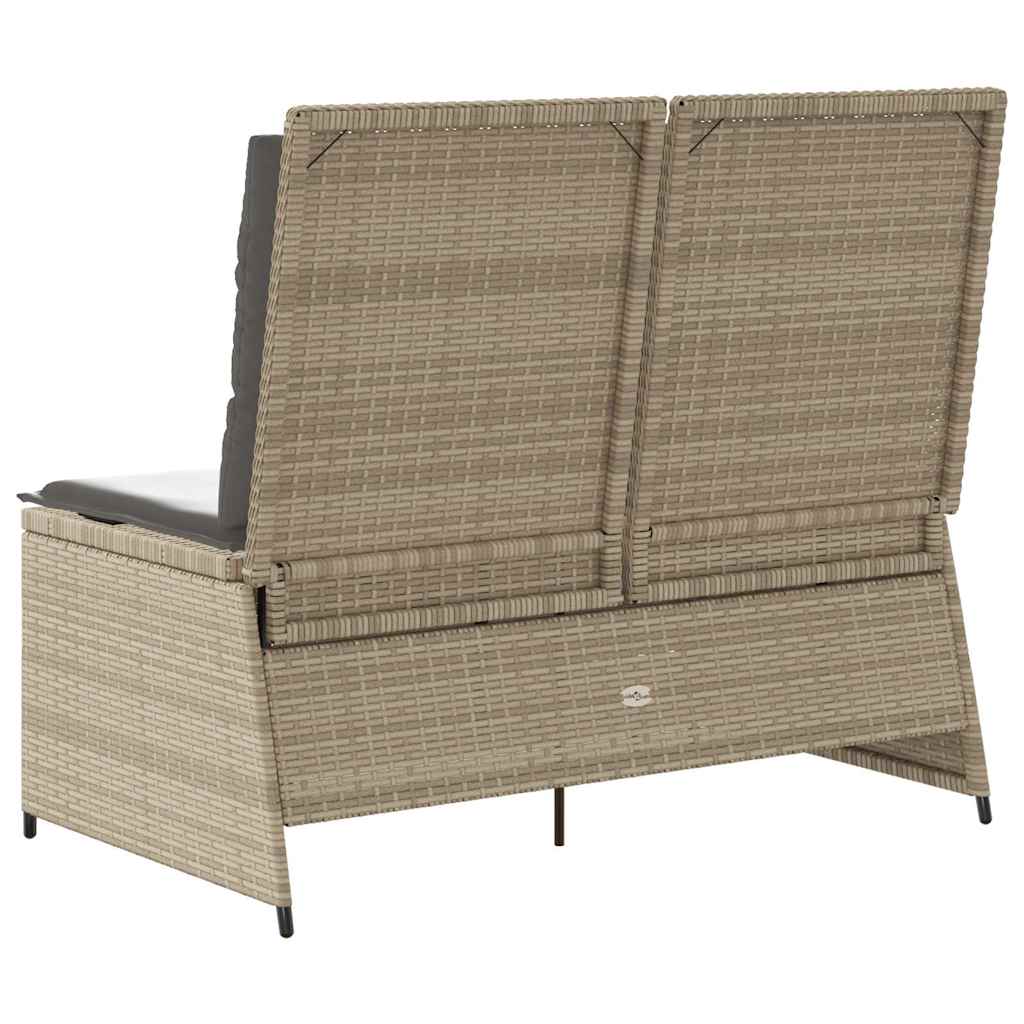 Panca Reclinabile da Giardino con Cuscini Beige in Polyrattan 368967