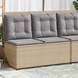 vidaXL Panca Reclinabile da Giardino con Cuscini Beige in Polyrattan
