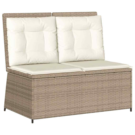 vidaXL Panca Reclinabile da Giardino con Cuscini Beige in Polyrattan