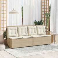 Panca Reclinabile da Giardino con Cuscini Beige in Polyrattan 368968