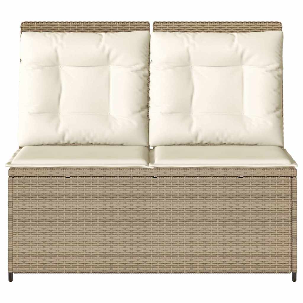 Panca Reclinabile da Giardino con Cuscini Beige in Polyrattan 368968