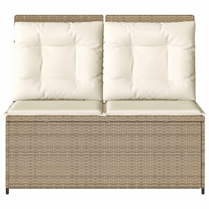 Panca Reclinabile da Giardino con Cuscini Beige in Polyrattan 368968
