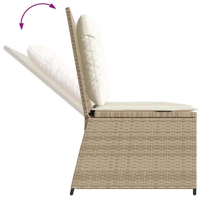 Panca Reclinabile da Giardino con Cuscini Beige in Polyrattan 368968