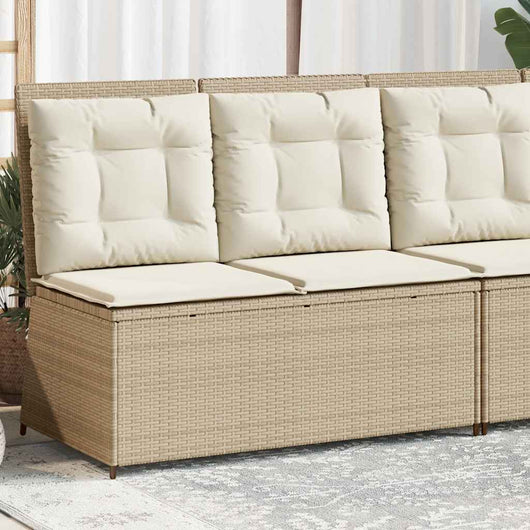 vidaXL Panca Reclinabile da Giardino con Cuscini Beige in Polyrattan
