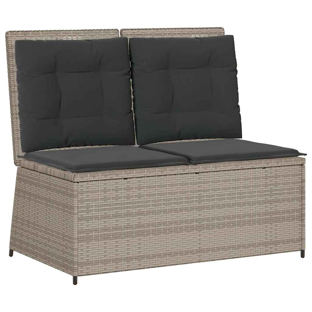 Panca Reclinabile Giardino con Cuscini Grigio Chiaro Polyrattan 368969