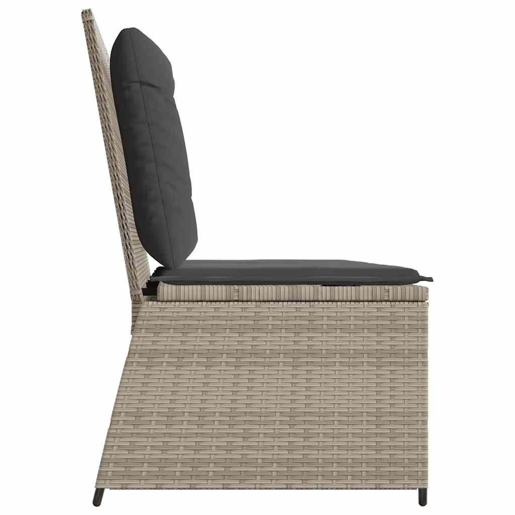 Panca Reclinabile Giardino con Cuscini Grigio Chiaro Polyrattan 368969