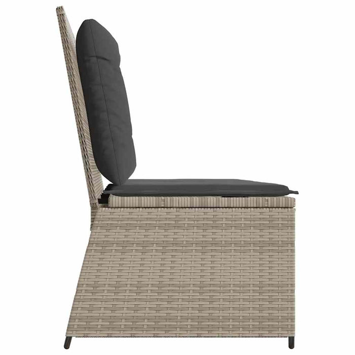 Panca Reclinabile Giardino con Cuscini Grigio Chiaro Polyrattan 368969