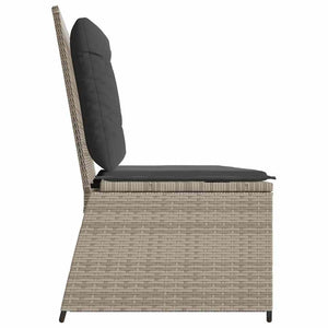 vidaXL Panca Reclinabile Giardino con Cuscini Grigio Chiaro Polyrattan