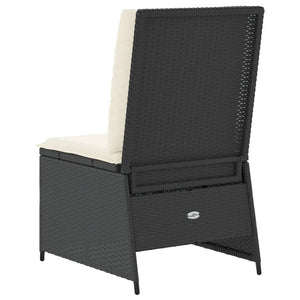 Divano Reclinabile da Giardino con Cuscini in Polyrattan Nero 368973