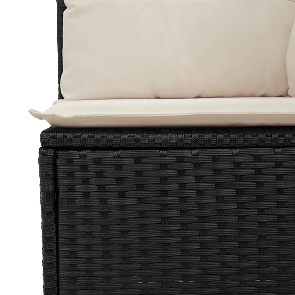 vidaXL Divano Reclinabile da Giardino con Cuscini in Polyrattan Nero