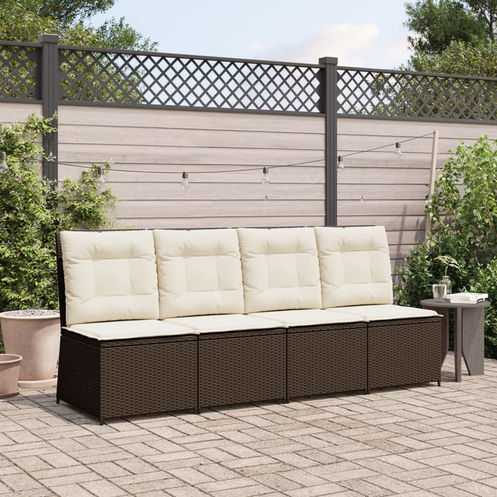 vidaXL Divano Reclinabile da Giardino con Cuscini Marrone Polyrattan