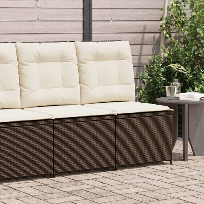Divano Reclinabile da Giardino con Cuscini-Sofa da Giardino-Divano da esterno Marrone Polyrattan