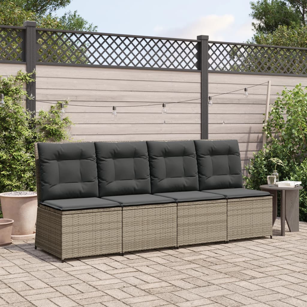 vidaXL Divano Reclinabile da Giardino con Cuscini Grigio in Polyrattan