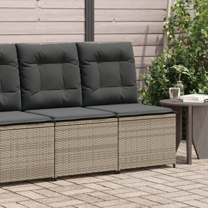 Divano Reclinabile da Giardino con Cuscini-Sofa da Giardino-Divano da esterno Grigio in Polyrattan