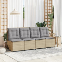 Divano Reclinabile da Giardino con Cuscini-Sofa da Giardino-Divano da esterno Beige in Polyrattan 549189