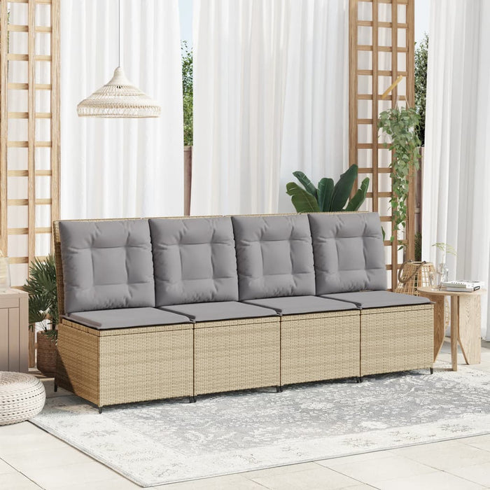 vidaXL Divano Reclinabile da Giardino con Cuscini Beige in Polyrattan