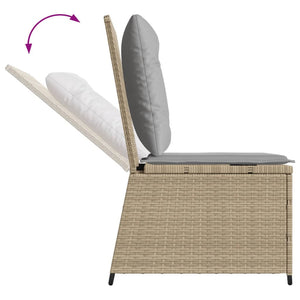 vidaXL Divano Reclinabile da Giardino con Cuscini Beige in Polyrattan