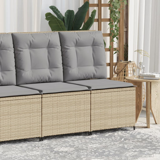 Divano Reclinabile da Giardino con Cuscini-Sofa da Giardino-Divano da esterno Beige in Polyrattan 549189
