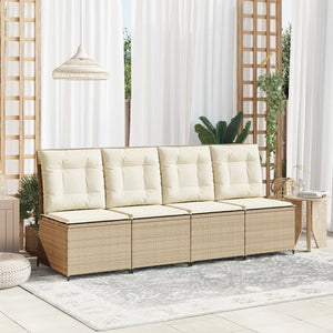 Divano Reclinabile da Giardino con Cuscini-Sofa da Giardino-Divano da esterno Beige in Polyrattan 527655