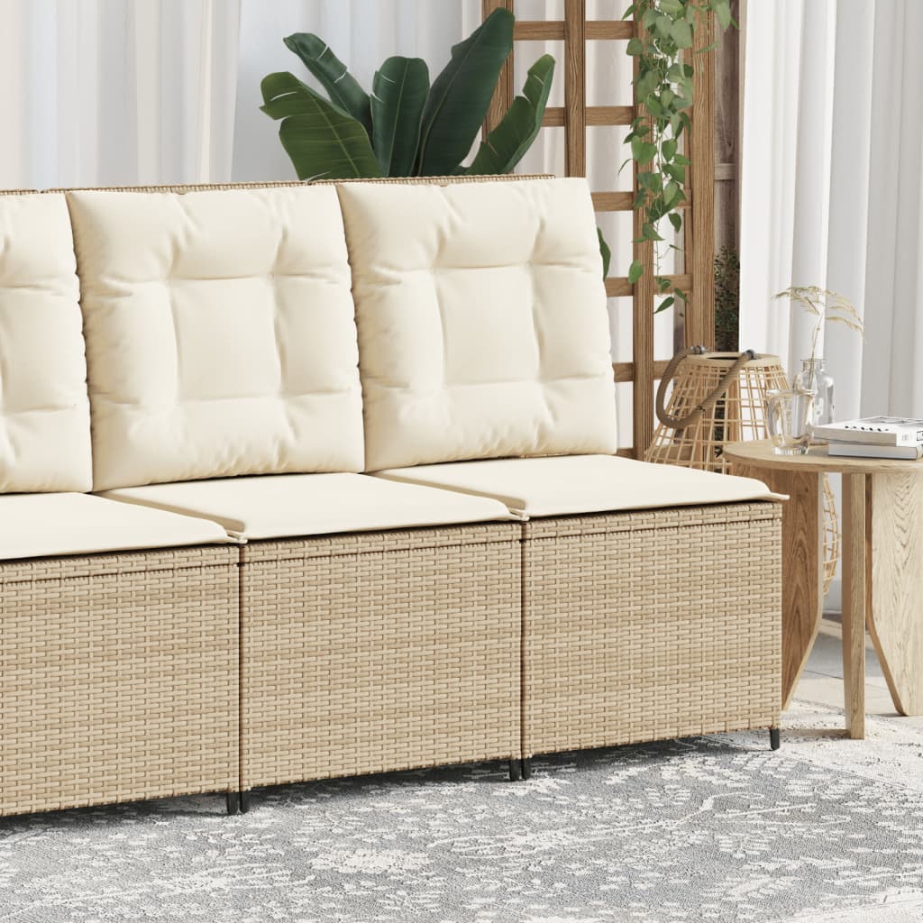 vidaXL Divano Reclinabile da Giardino con Cuscini Beige in Polyrattan