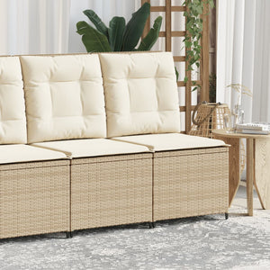 vidaXL Divano Reclinabile da Giardino con Cuscini Beige in Polyrattan