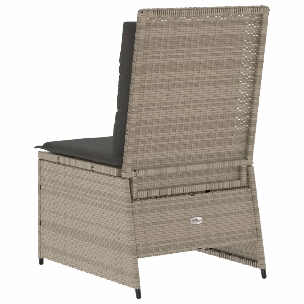 vidaXL Divano Reclinabile Giardino Cuscini Grigio Chiaro in Polyrattan