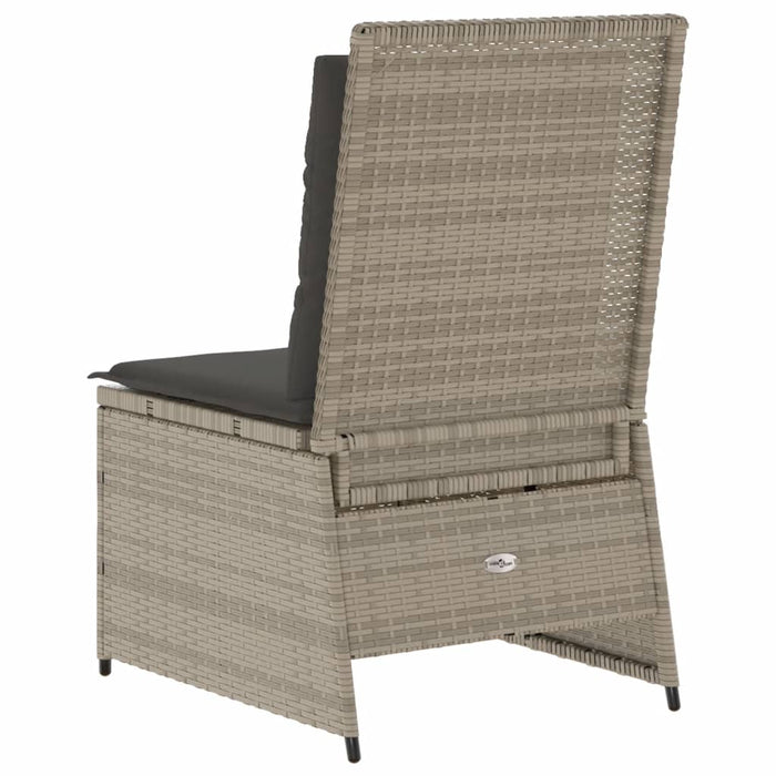 vidaXL Divano Reclinabile Giardino Cuscini Grigio Chiaro in Polyrattan